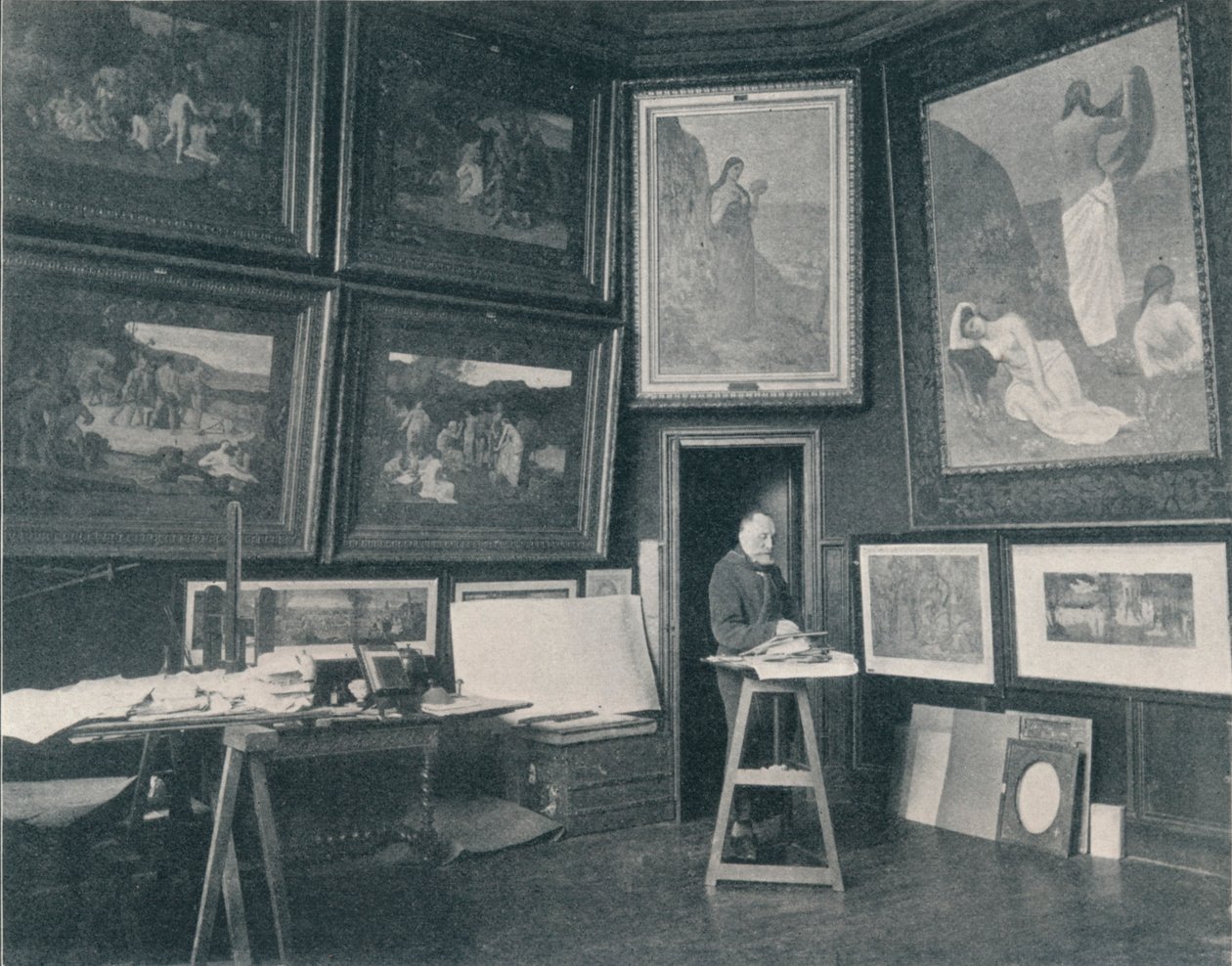 Puvis De Chavannes in seinem Atelier, ca. 1897 von Unbekannt