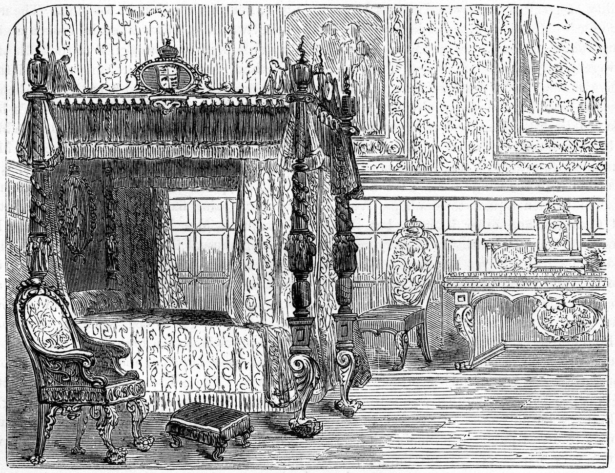 Schlafzimmer von Königin Anne, 18. Jahrhundert, 19. Jahrhundert von Unbekannt