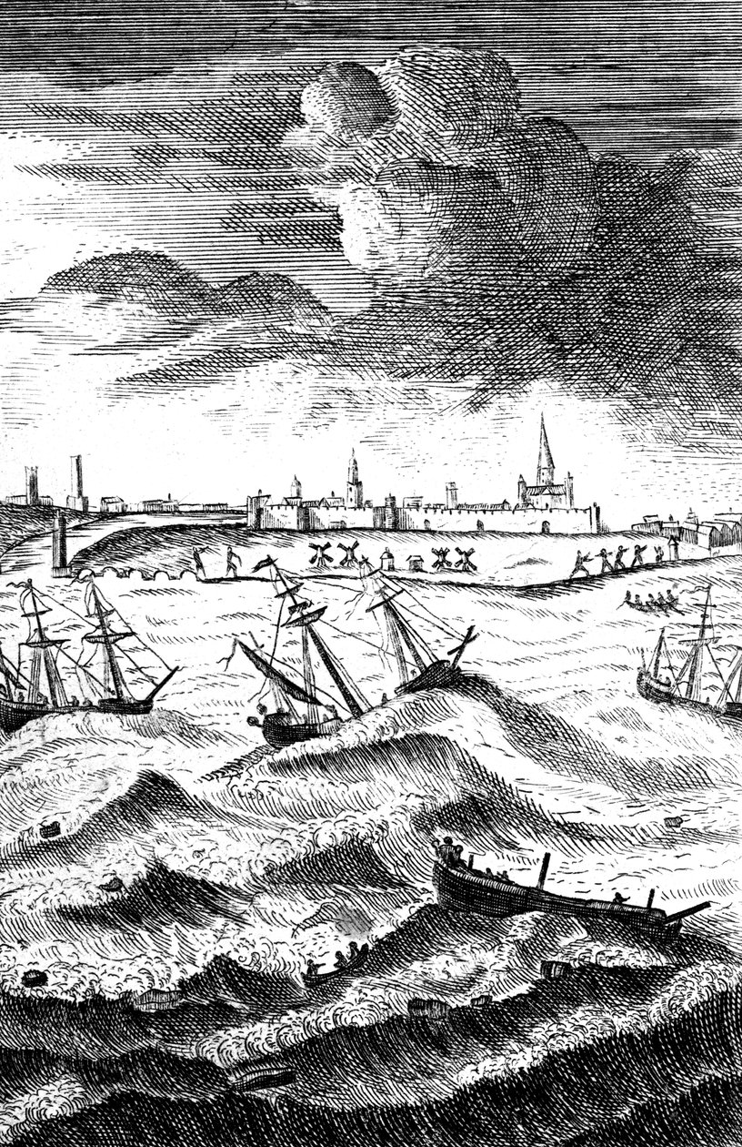 Robinson Crusoe Schiffbruch bei Yarmouth, ca. 1719 von Unbekannt