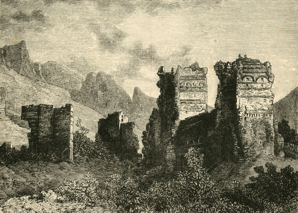 Ruinen der alten Stadtmauern, Antiochia, 1890 von Unbekannt