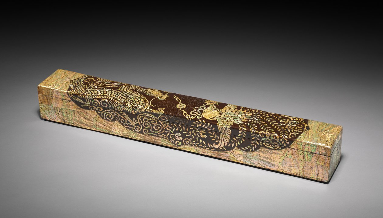 Schriftrollenbox mit Drachen- und Phönix-Design, 1700er-1800er Jahre von Unbekannt