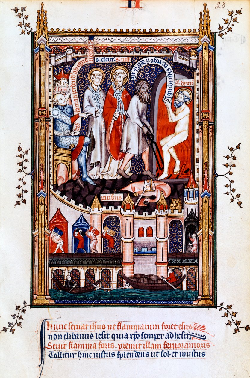 St. Denis wird in den Ofen geworfen, 1317 von Unbekannt