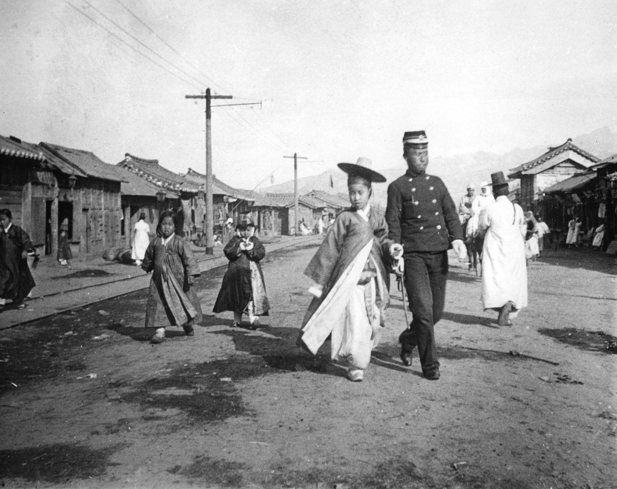 Straßenszene, Korea, ca. 1900 von Unbekannt