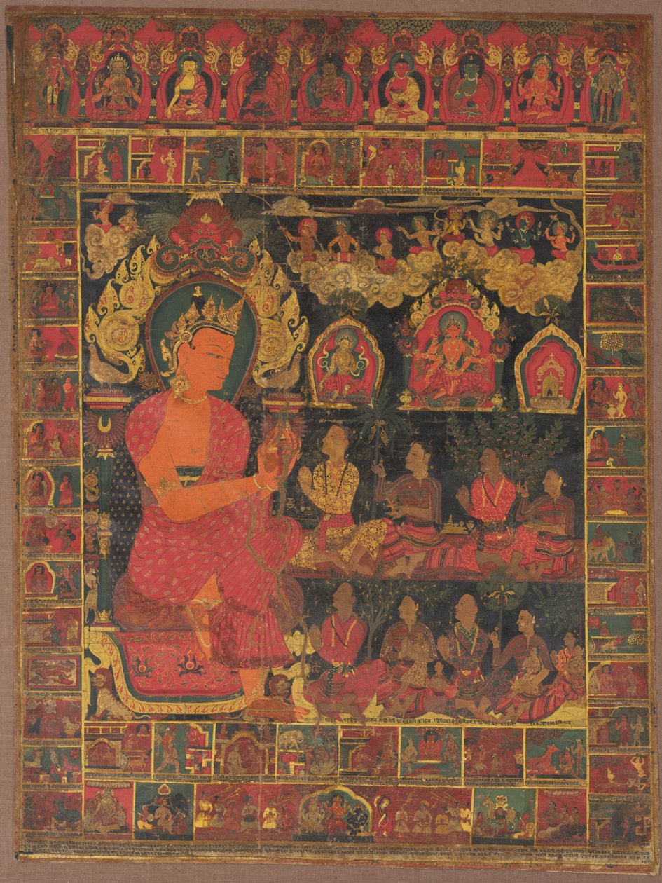 Thangka mit geschmücktem Buddha, der predigt, 1648 von Unbekannt