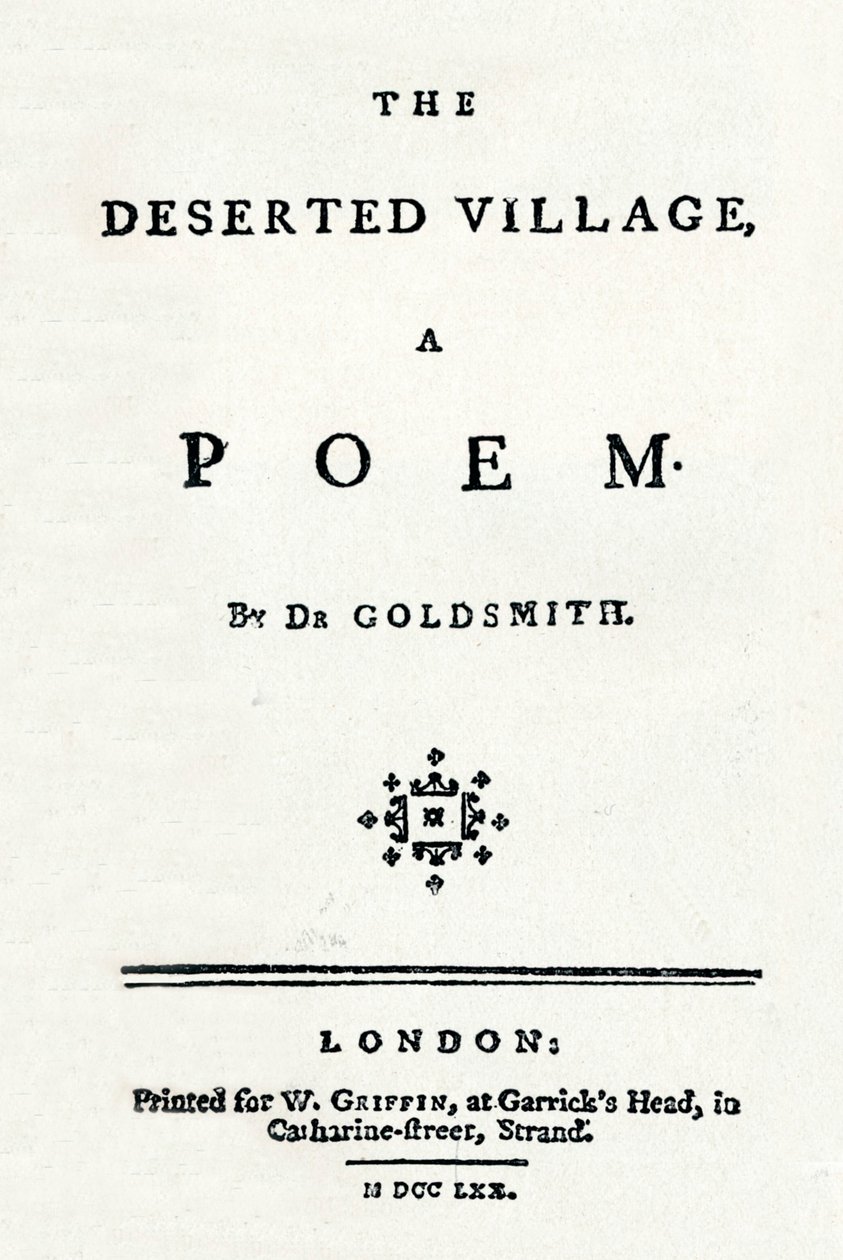 Das verlassene Dorf, ein Gedicht, um 1770 von Unbekannt