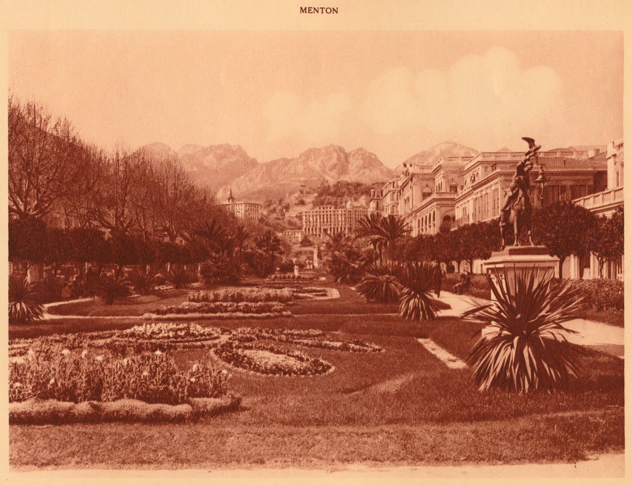 Der öffentliche Garten, Menton, 1930 von Unbekannt
