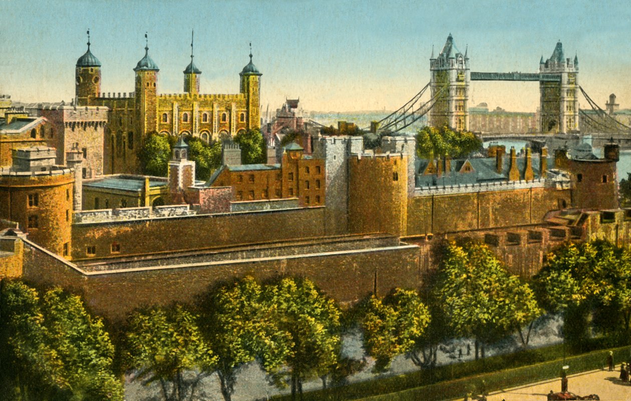 Tower Bridge und der Tower of London, ca. 1910 von Unbekannt