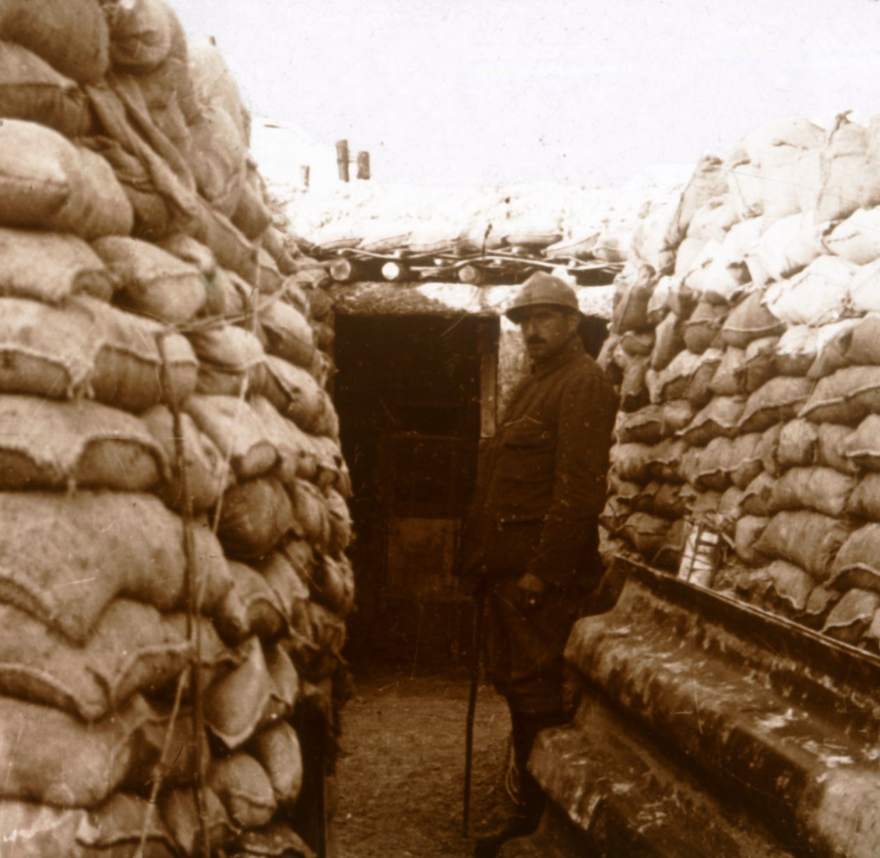 Schützengräben in der Champagne, Nordfrankreich, um 1914-1918 von Unbekannt