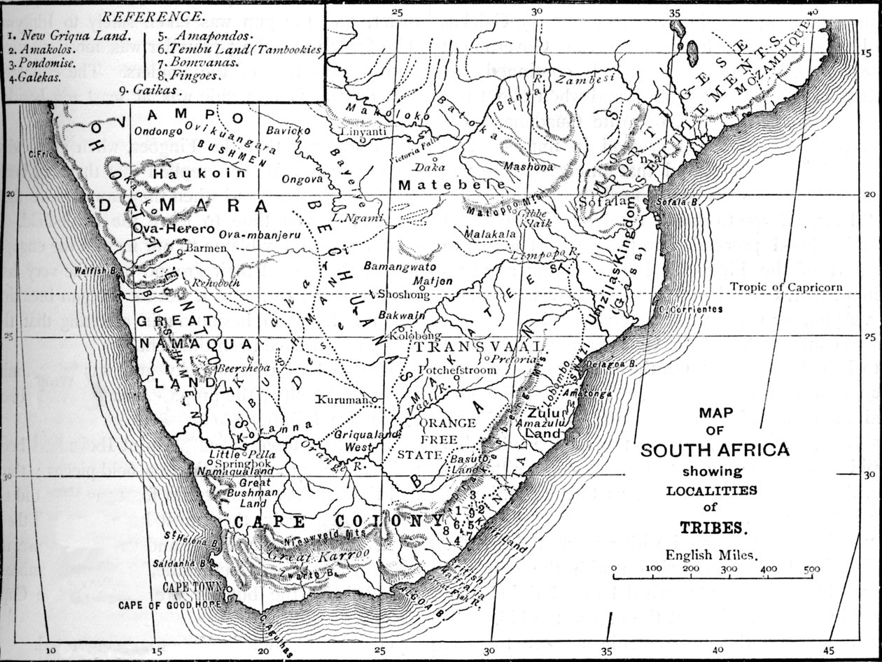 Stammeskarte von Südafrika, ca. 1880 von Unbekannt