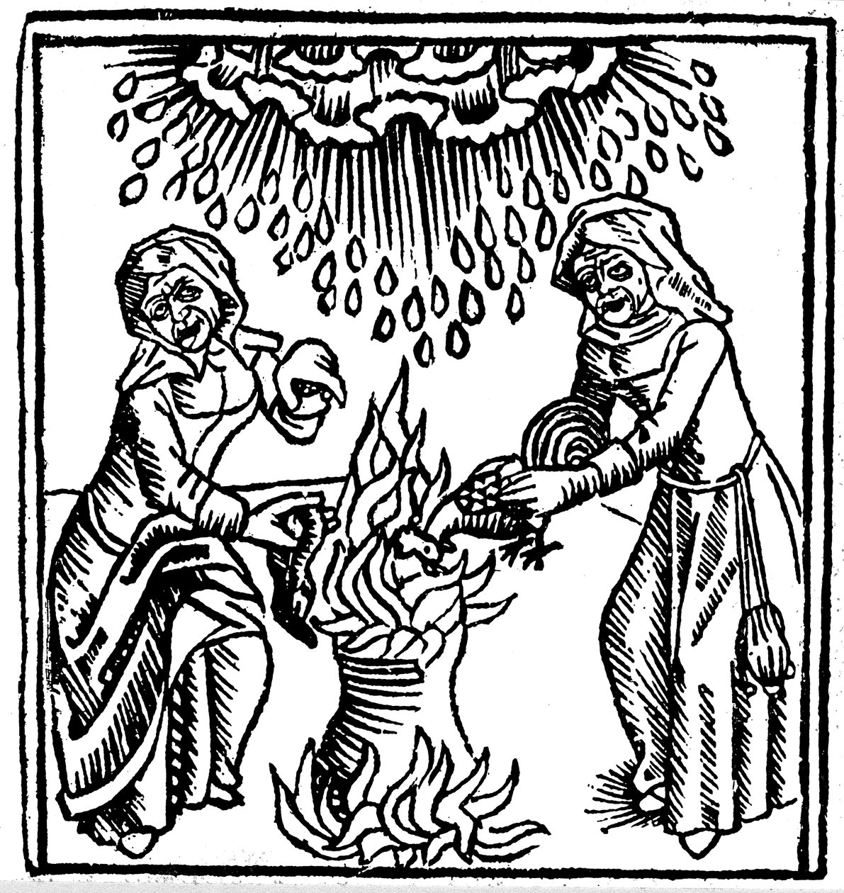 Hexen beschwören einen Regenzauber, 1489 von Unbekannt