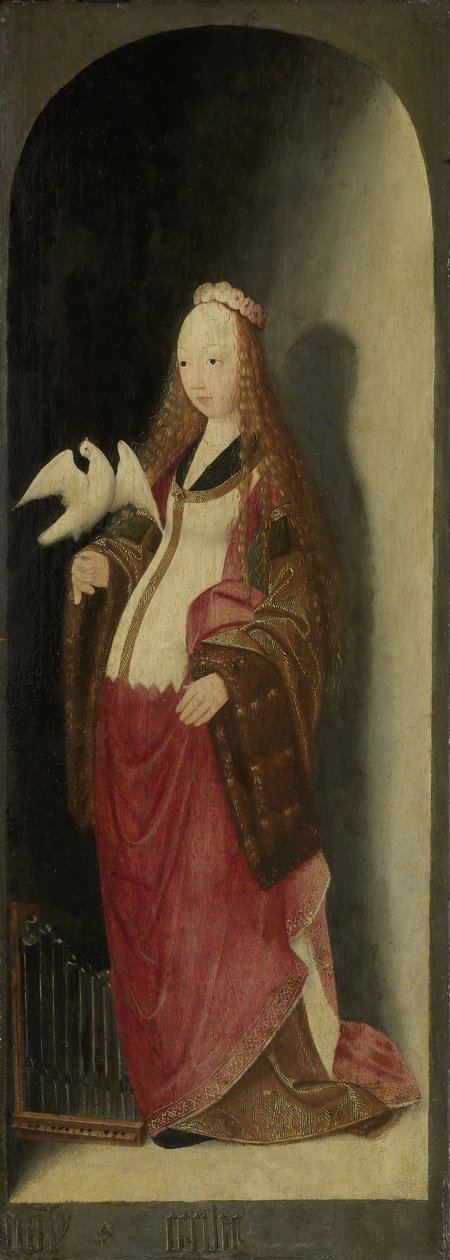 Heilige Cäcilia, rechter Flügel eines Triptychons, zugeschrieben dem Meister des Braunschweiger Diptychons, ca. 1490-1500 von Unbekannt Unbekannt