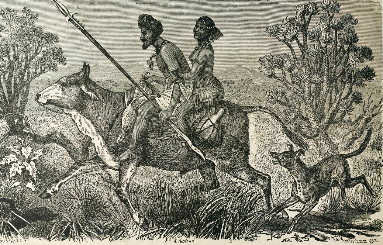 AFRIKA (19. Jahrhundert). Bewohner Zentralafrikas. Gravur. von Unbekannter Künstler