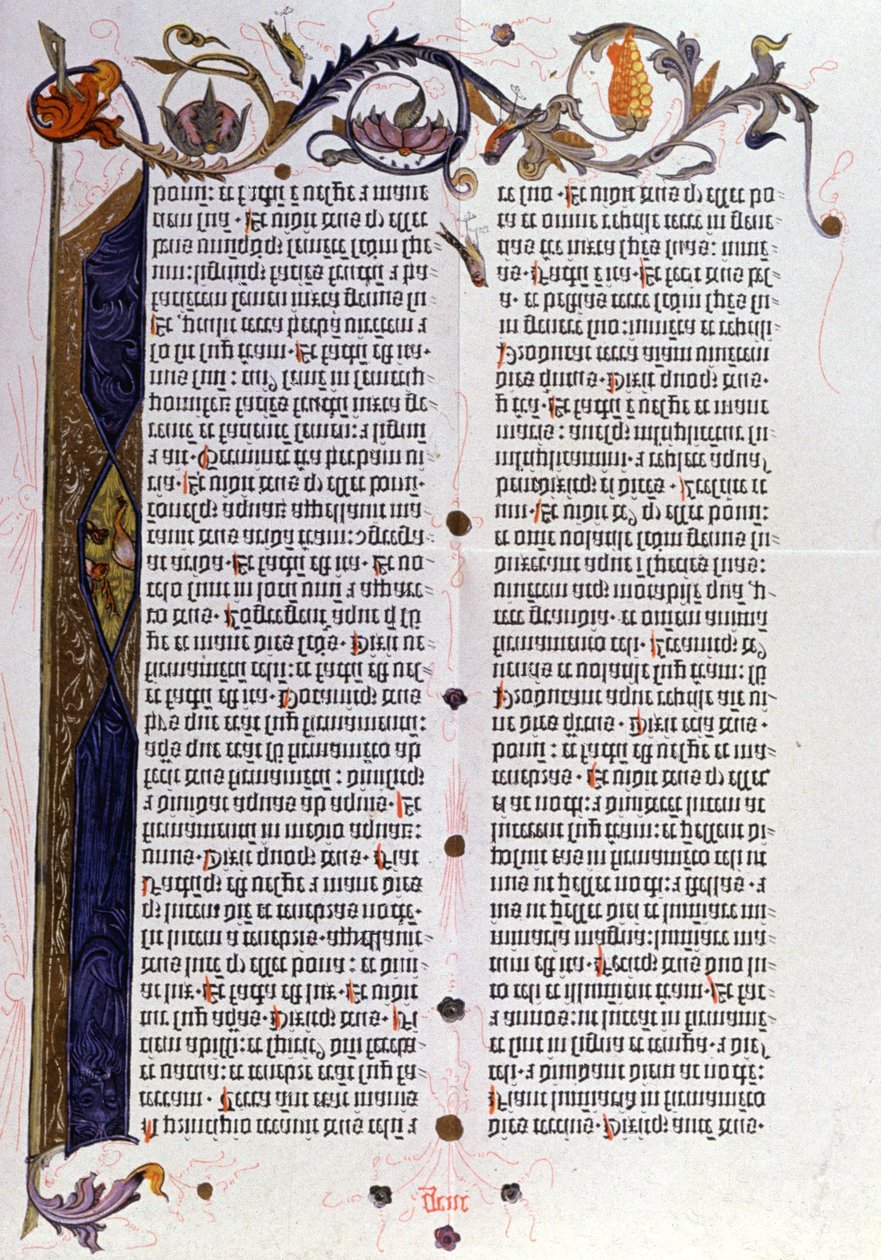Bibel Seite 36 Zeilen von Gutenberg, Mainz von Unbekannter Künstler