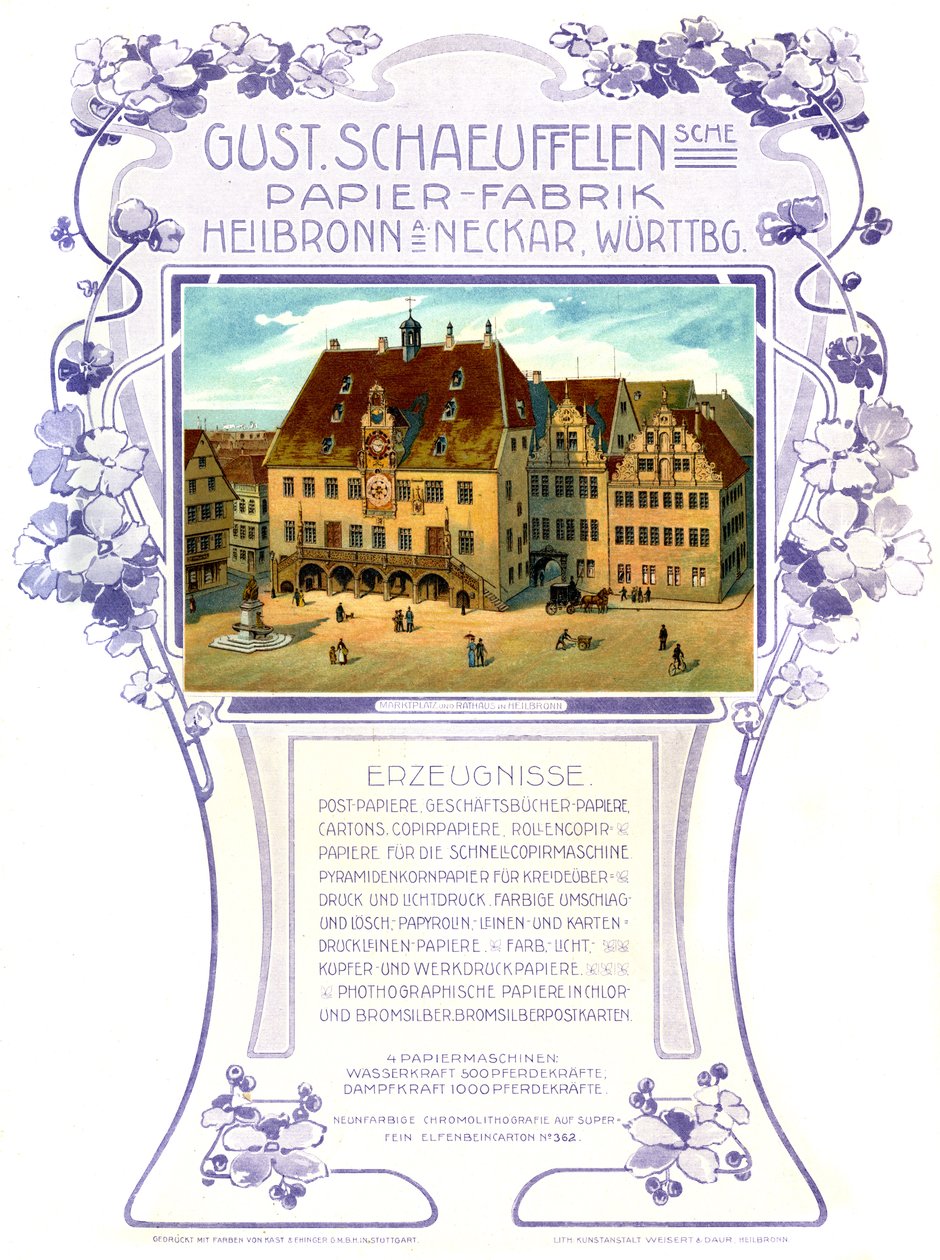 Deutsche Werbung für Papierfabrik von Unbekannter Künstler