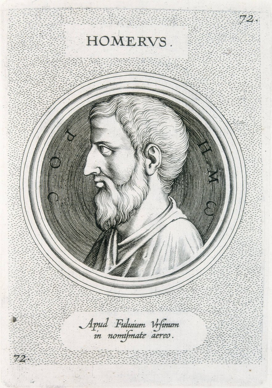 HOMER (9. Jahrhundert v. Chr.). Griechischer Schriftsteller (Stich) von Unbekannter Künstler