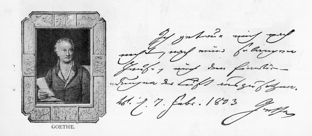 Handschrift und Unterschrift von Goethe von Unbekannt