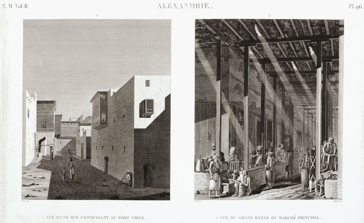 Zwei Ansichten von Alexandria, Ägypten, ca. 1798 von Unbekannt