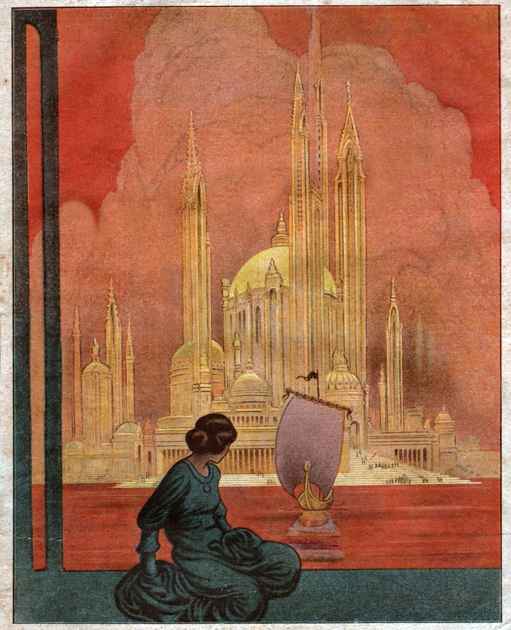 Utopische Stadt (Illustration 1922) von Unbekannter Künstler