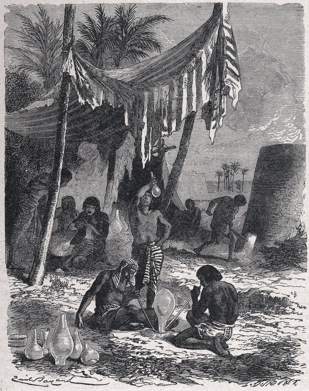 Glasherstellung im alten Ägypten, ca. 1880 (Gravur) von Unbekannter Künstler