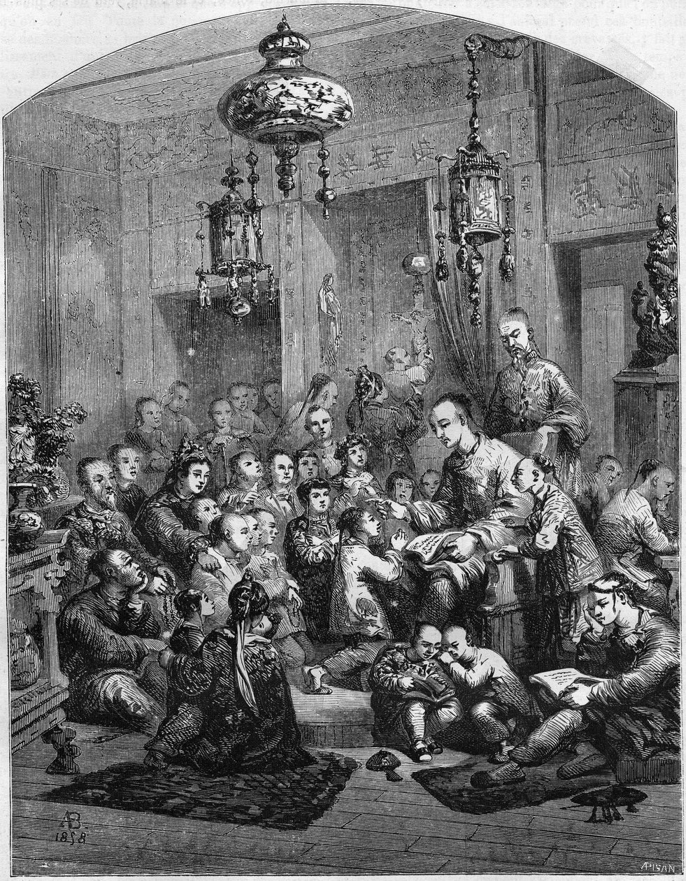 Eine Schule in China im Jahr 1858. von Unknown artist