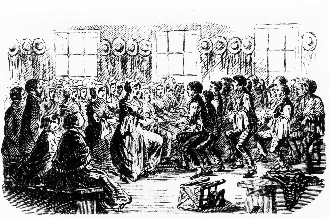 Tanzende Shaker. Gravur aus dem 19. Jahrhundert. von Unknown artist