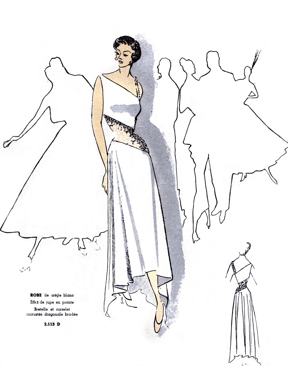 Französische Mode, Krepp-Abendkleid-Design von Unknown artist