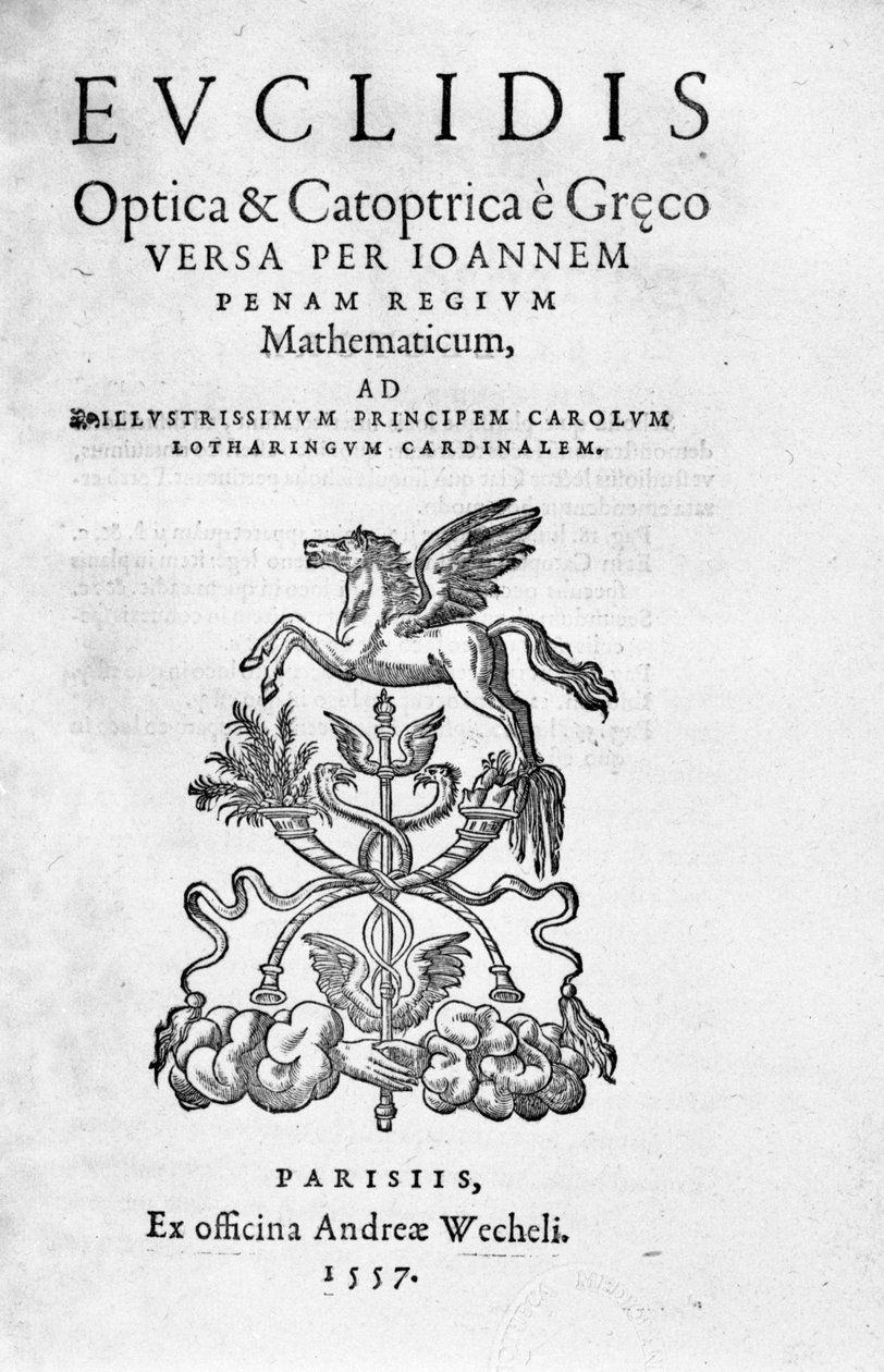 Frontispiz von „Optica & Catoptrica...“ von Euklid von Unknown artist