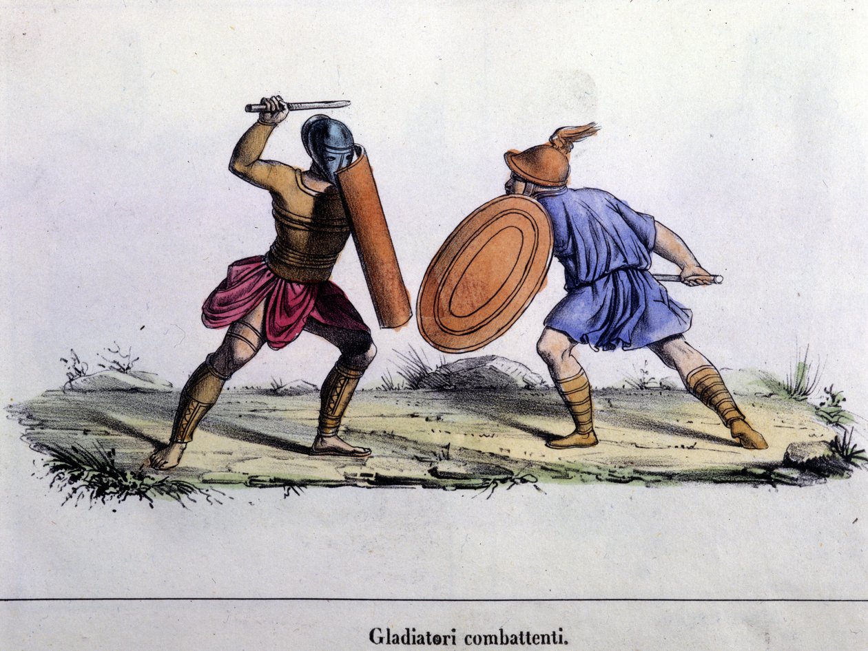 Gladiatorenkampf. Gravur aus dem 19. Jahrhundert von Unknown artist