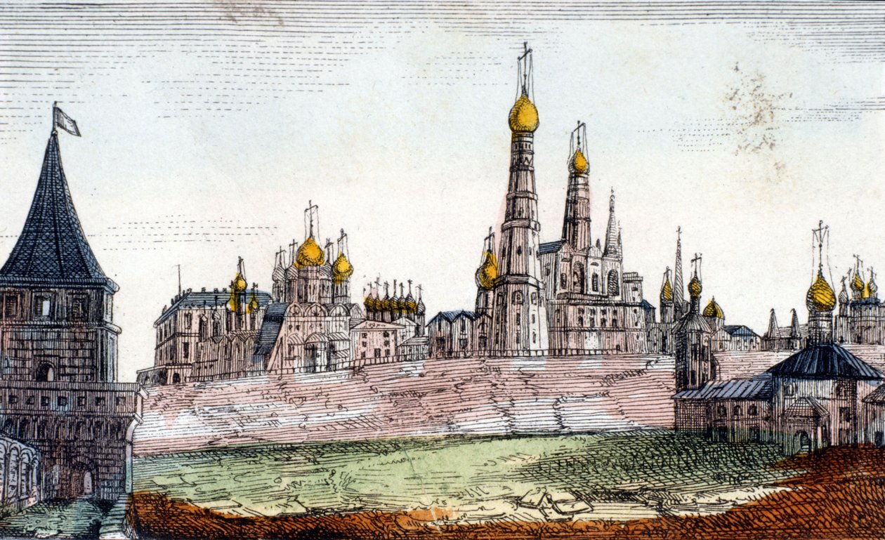Moskau, der Kreml. 19. Jahrhundert, Gravur von Unknown artist