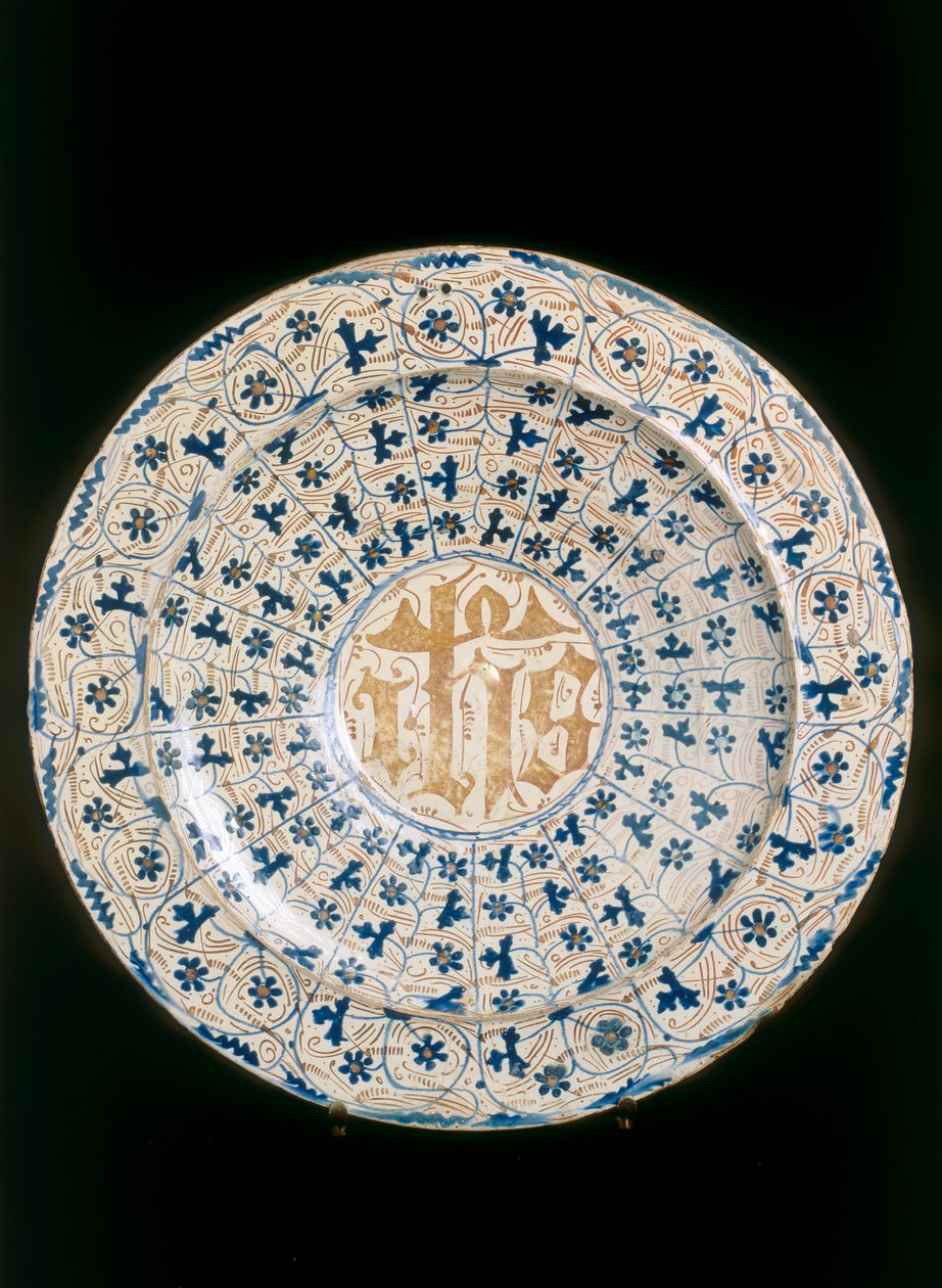 Teller mit kristallisiertem Monogramm, Valencia-Herstellung von Unknown artist