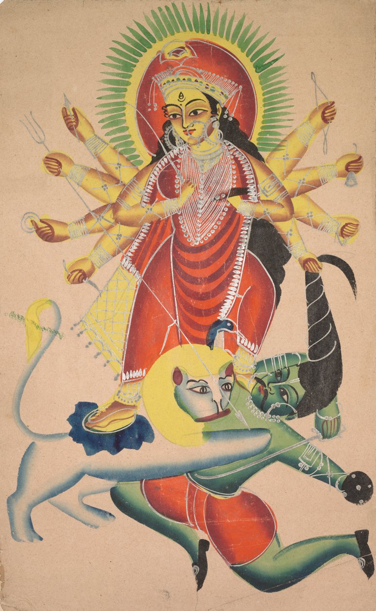 Durga tötet den Dämon Mahisha von Unknown artist