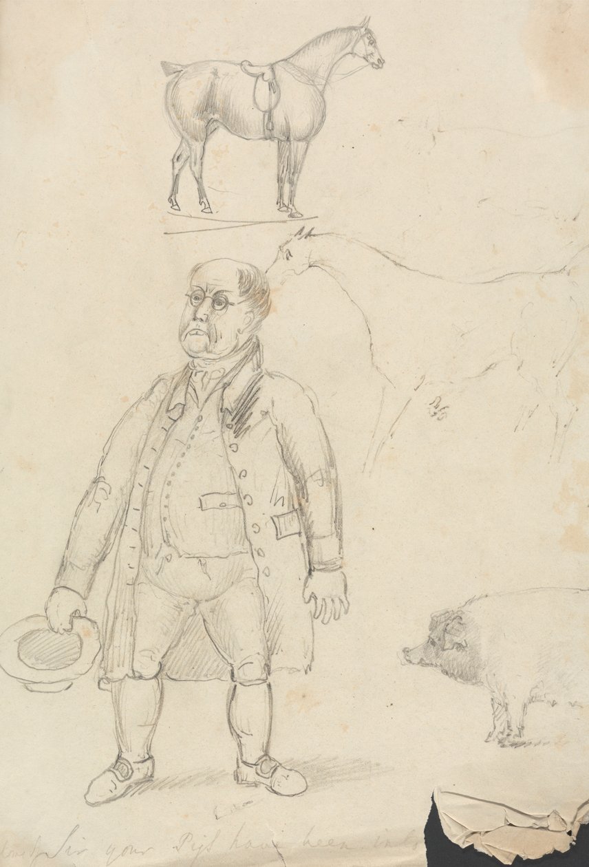 Pferd, Mann und Schwein von Unknown artist