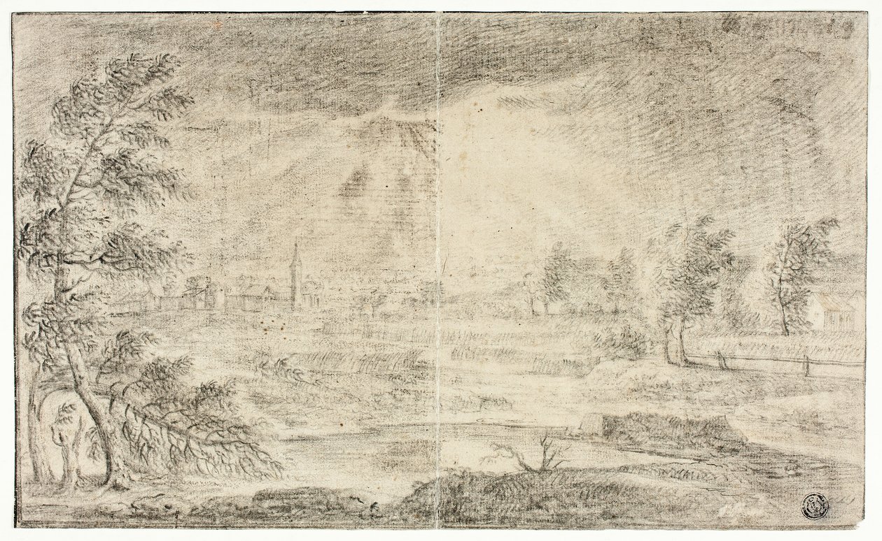 Landschaft mit Dorf von Unknown artist