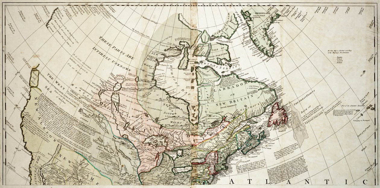 Nordamerika, ca. 1765 (farbige Gravur) von Unknown artist