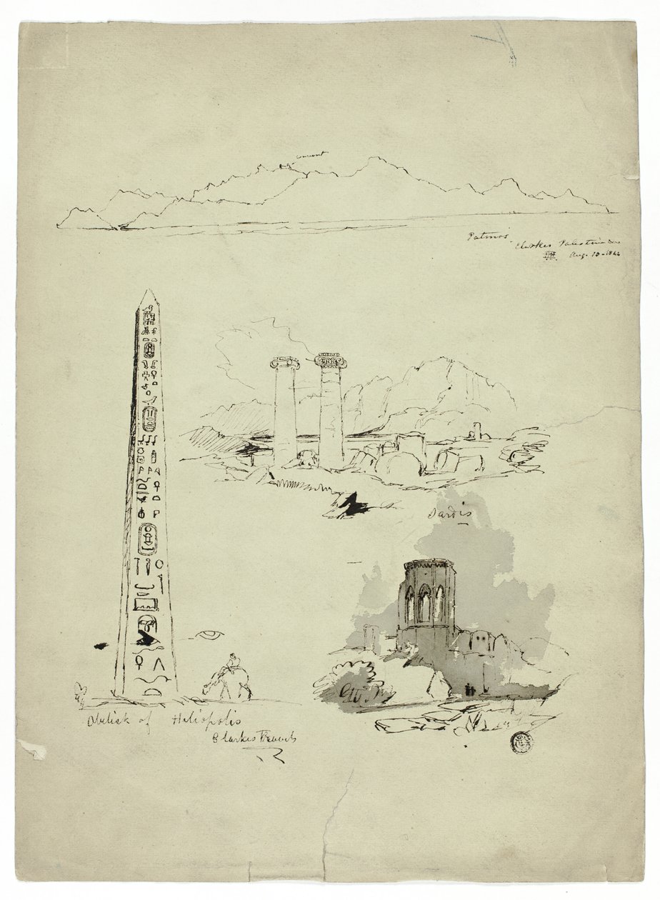 Skizzen von Patmos, Sardis, Obelisk von Heliopolis von Unknown artist