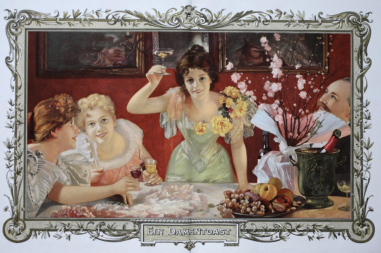 Frauen trinken Cocktails zusammen auf einer Party von Unknown artist