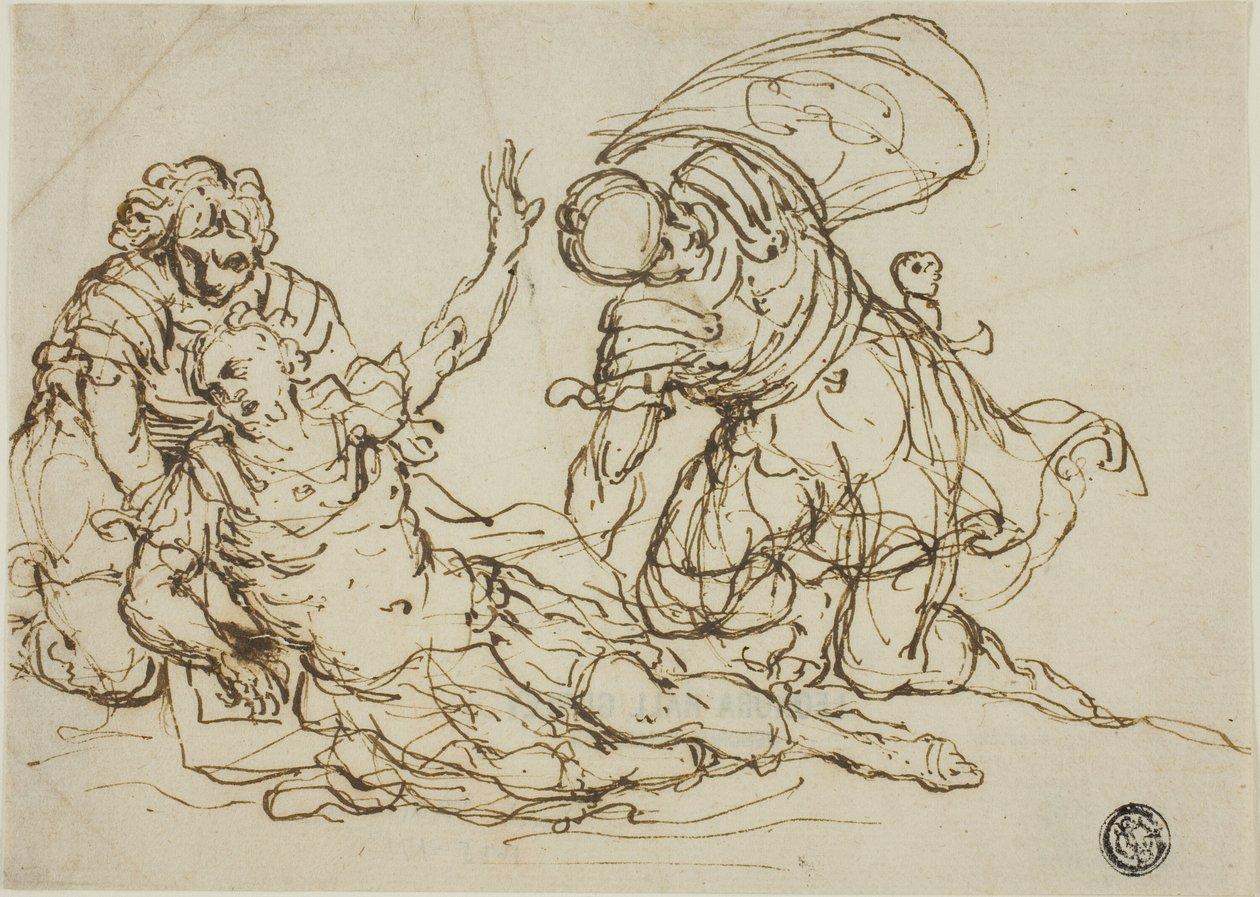 Verwundeter Krieger und zwei Gefährten von Unknown artist