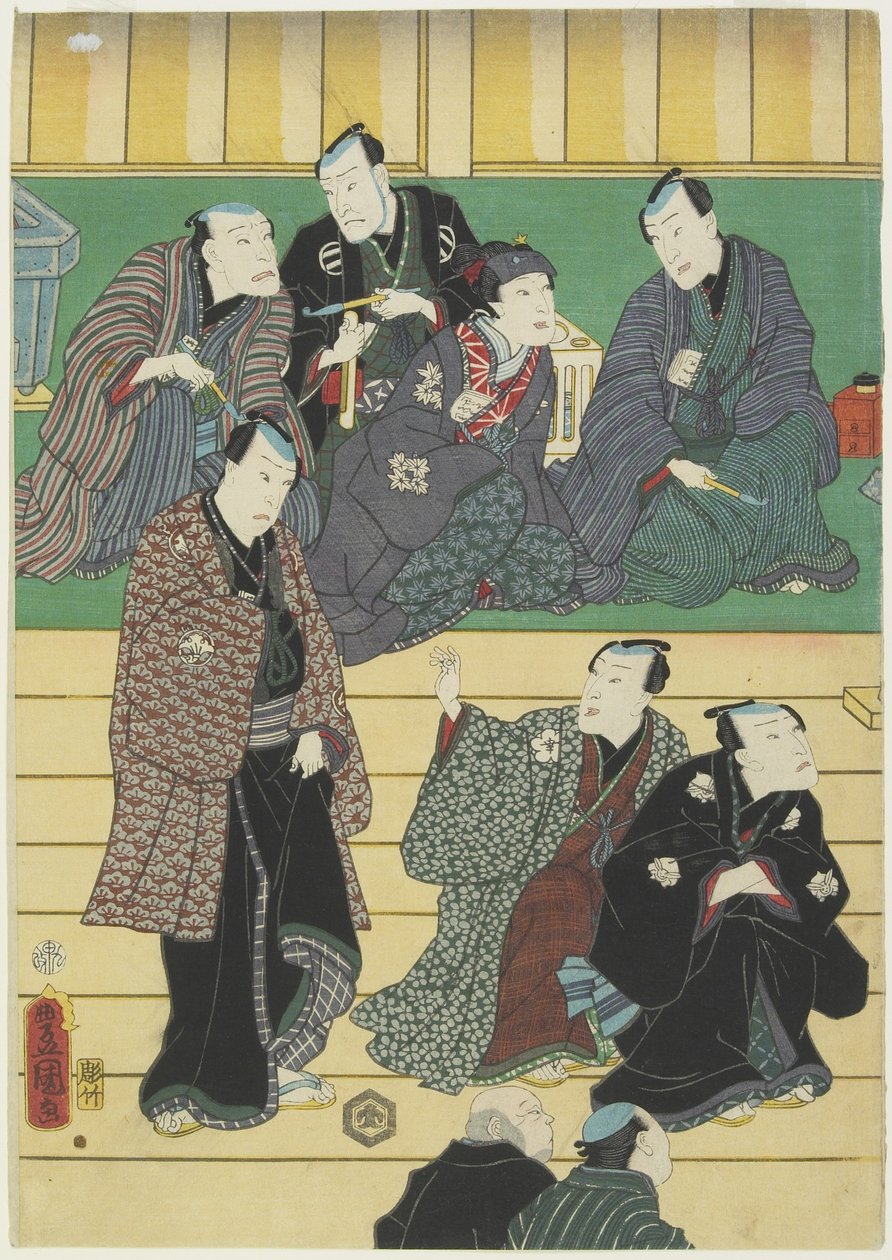 (Probe eines Kabuki-Stücks), September 1860 von Utagawa Kunisada