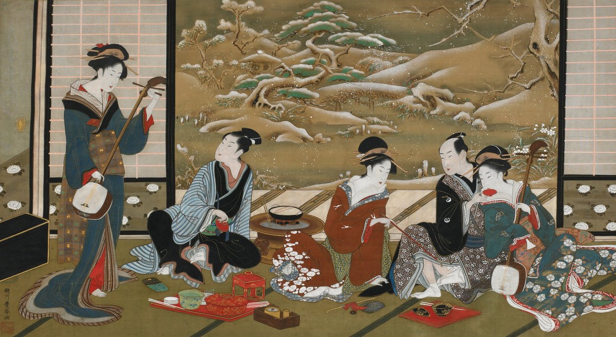 Eine Winterparty von Utagawa Toyoharu