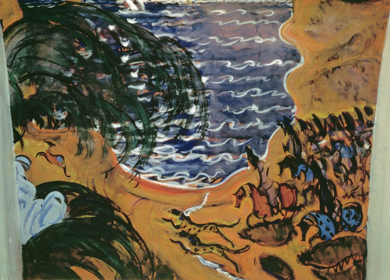 Entwurf für den Vorhang des Balletts Scheherazade von Valentin Aleksandrovich Serov