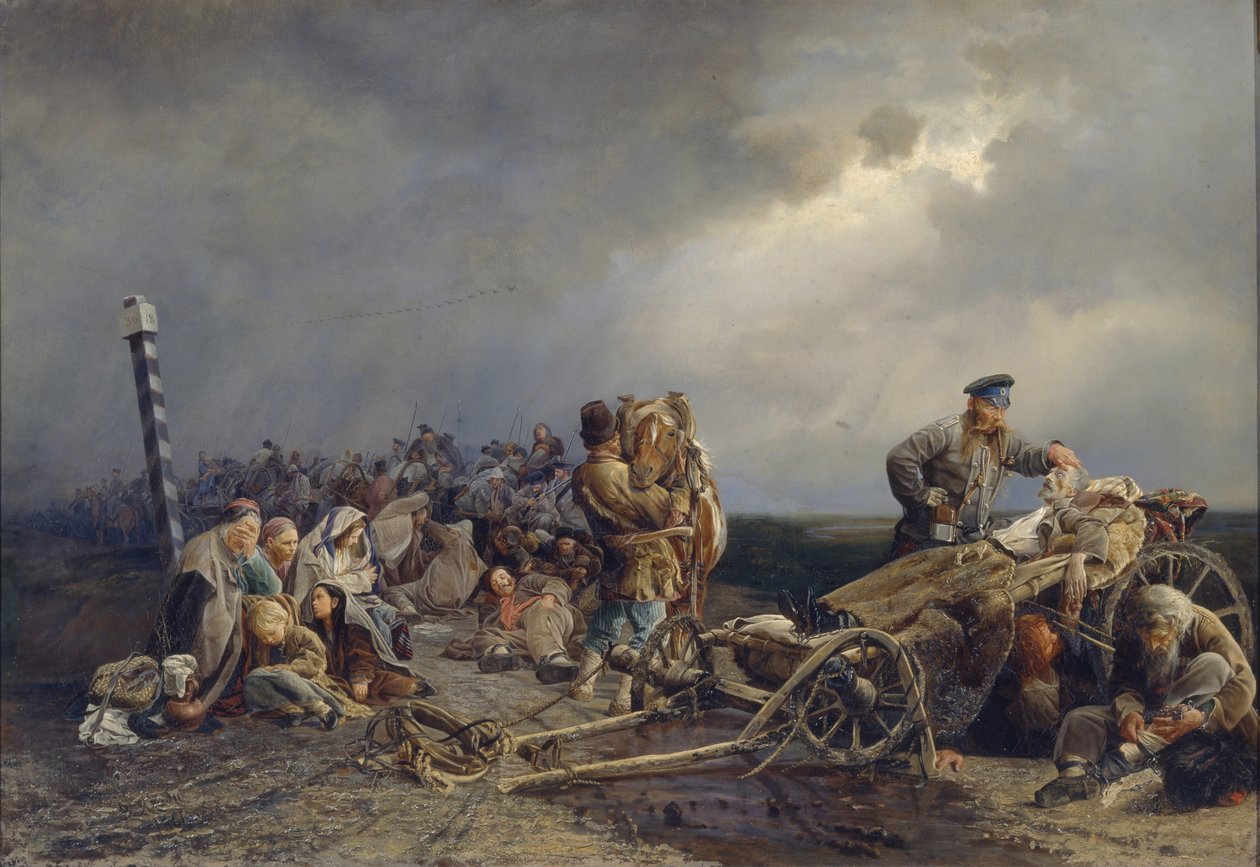 Ein Halt der Gefangenen, 1861 von Valeri Ivanovich Jacobi