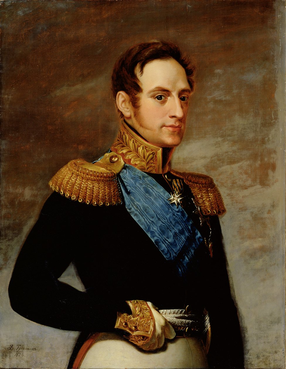 Porträt von Zar Nikolaus I. (1796-1855) 1826 von Vasili Andreevich Tropinin