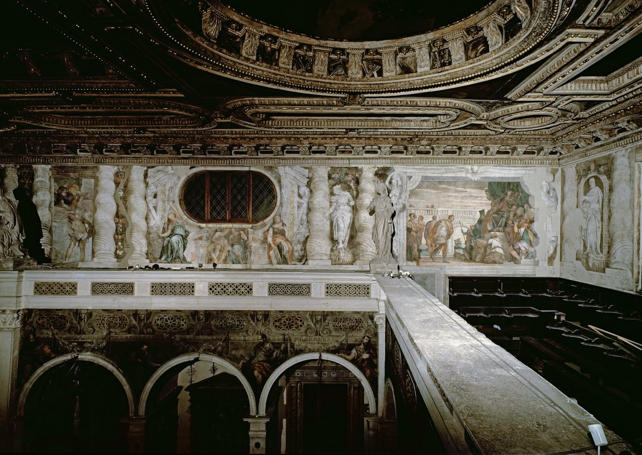 St. Sebastian vor dem Kaiser, sein Martyrium und drei Sibyllen, Fresken aus der Galerie von Paolo Veronese