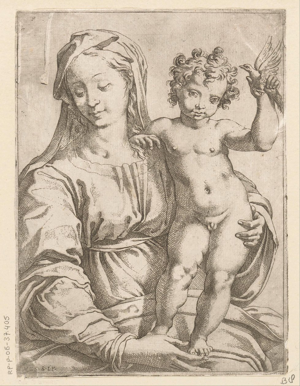 Maria mit Kind und einem Vogel von Vespasiano Strada