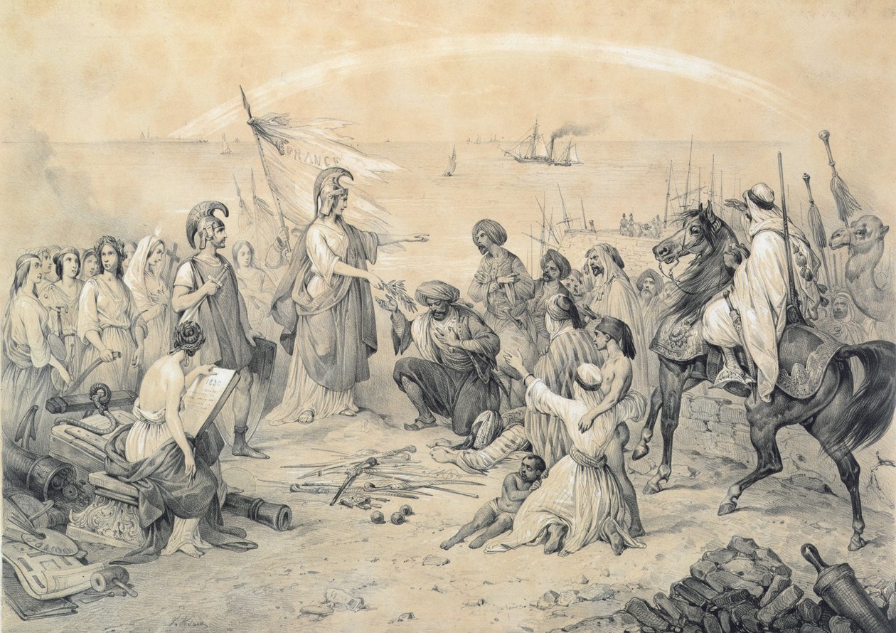 Eroberung und Zivilisation, Allegorie der französischen Invasion Algeriens am 5. Juli 1830 von Victor Adam