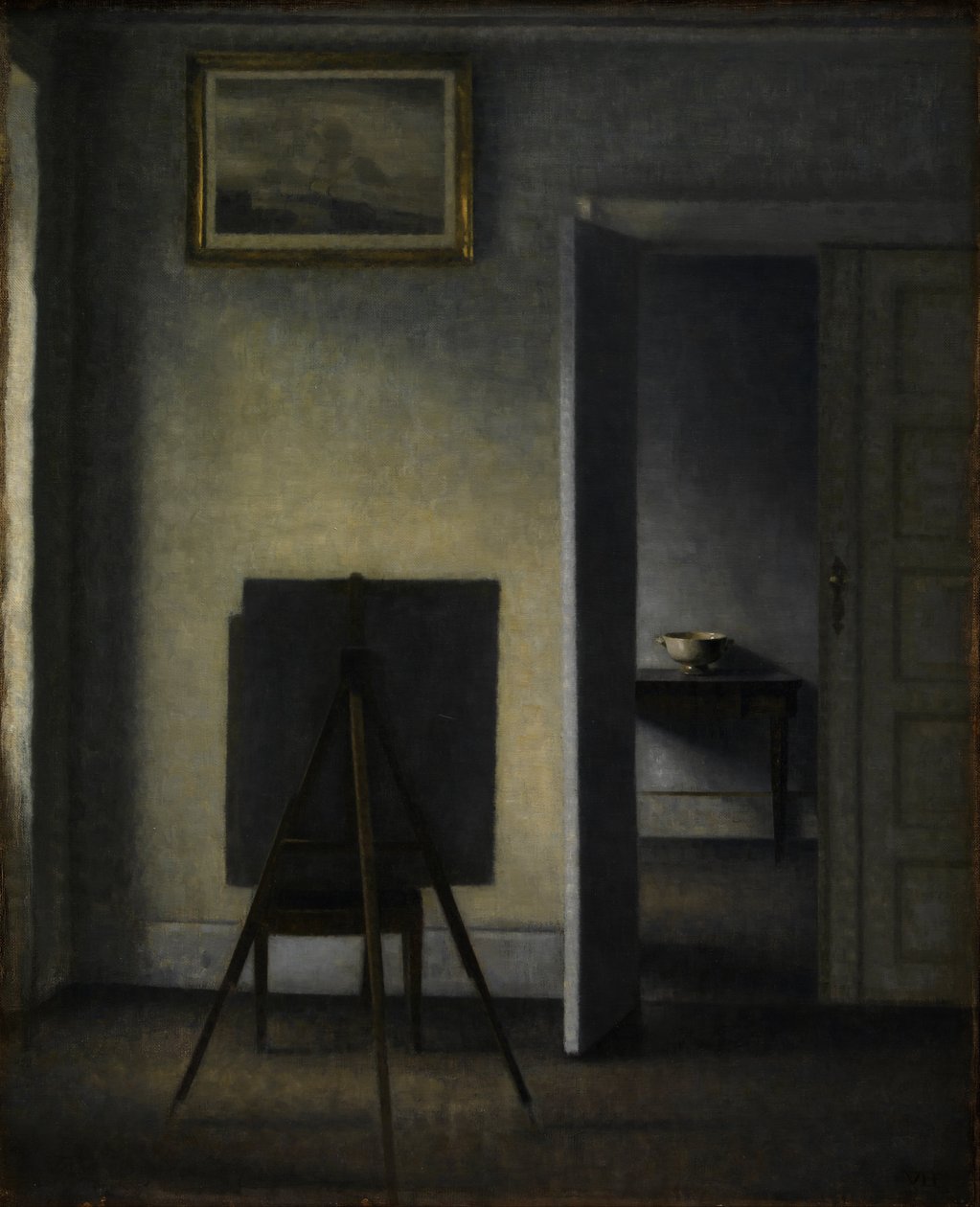 Interieur mit Staffelei des Künstlers von Vilhelm Hammershøi