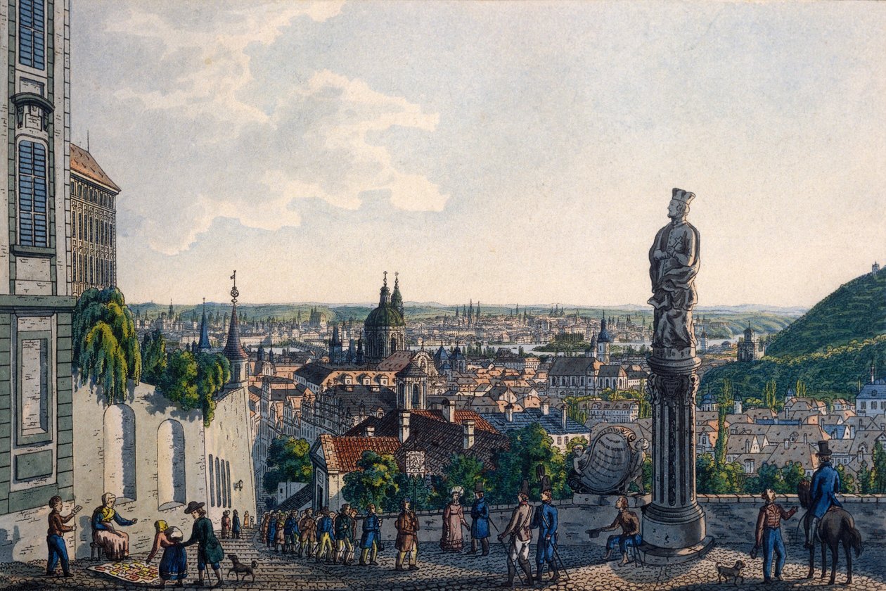 Blick auf Prag von den Neuen Schlossstufen, 1835 von Vincenc Morstadt