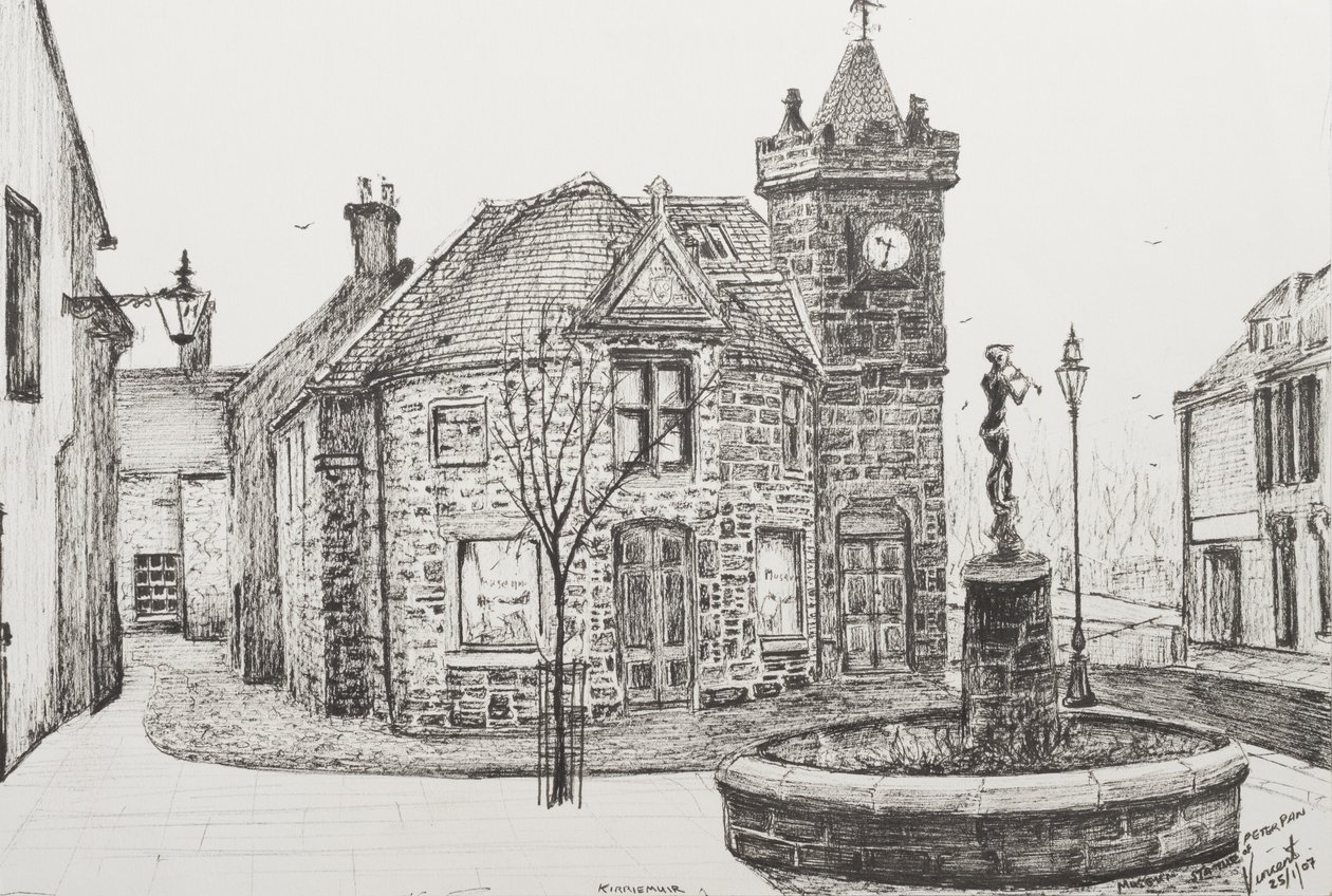 Peter Pan Statue, Kirriemuir, Schottland, 2007, (Tinte auf Papier) von Vincent Alexander Booth
