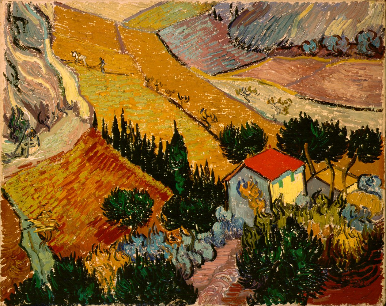 Landschaft mit Haus und Pflüger von Vincent van Gogh