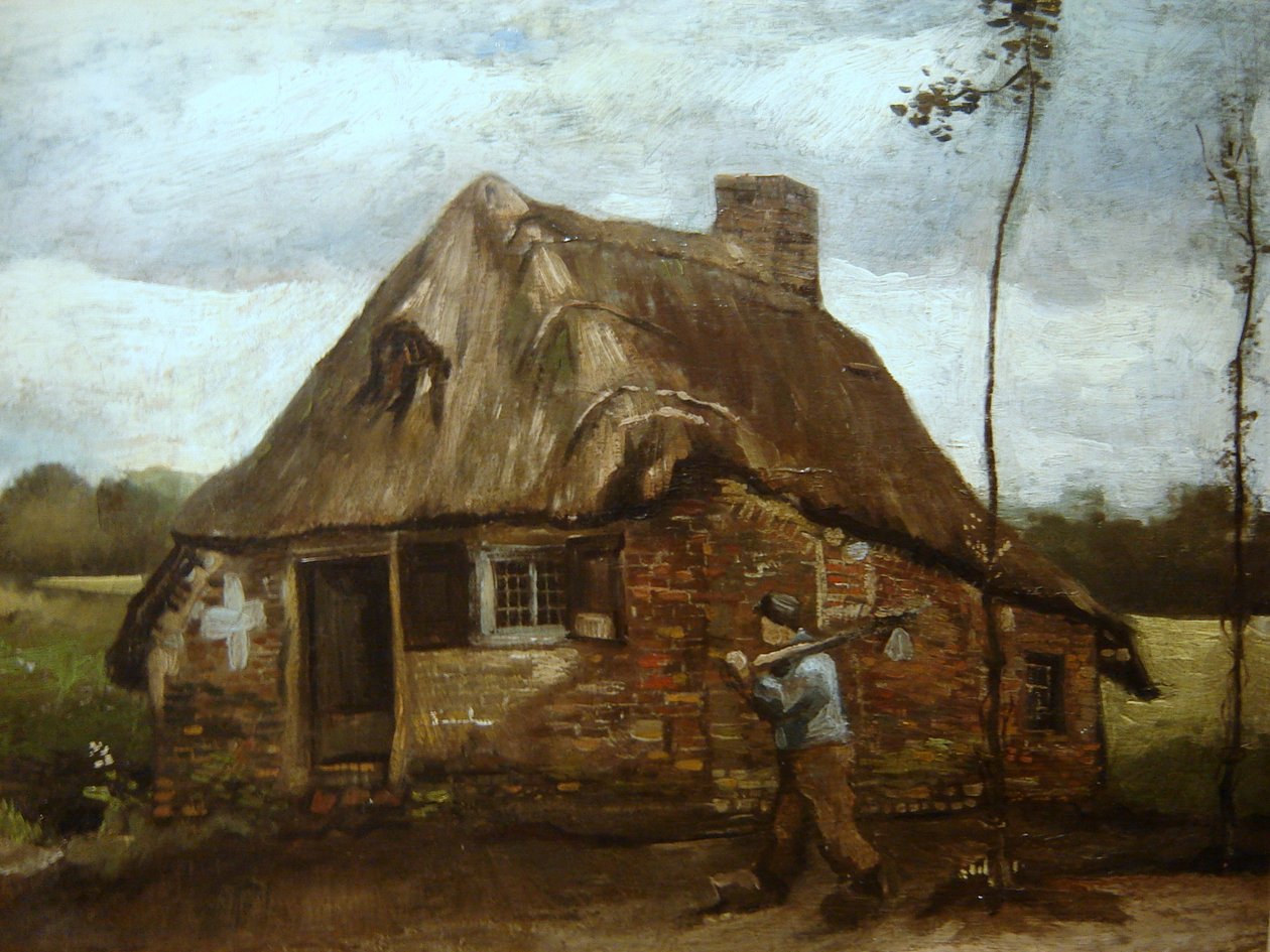 Hütte mit Bauer, der nach Hause zurückkehrt von Vincent van Gogh